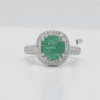 14k White Gold Natural Emerald Pave Diamond Engagment Ring For her