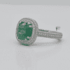 14k White Gold Natural Emerald Pave Diamond Emgagment Ring For her