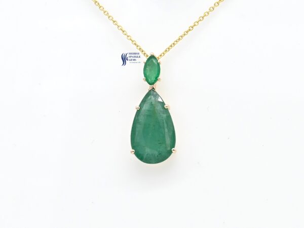 14K Pear Natural Emerald Pendent