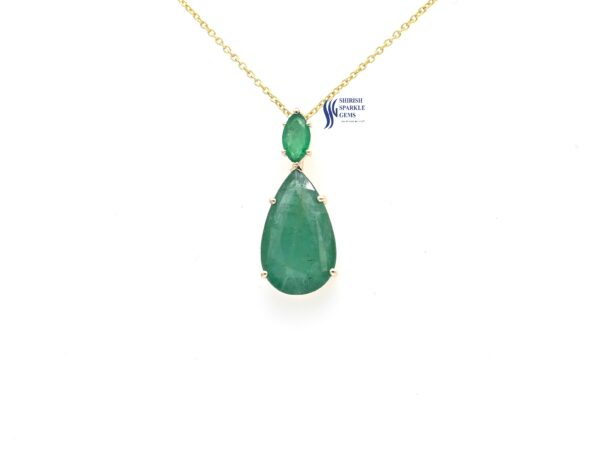 14K Pear Natural Emerald Pendent