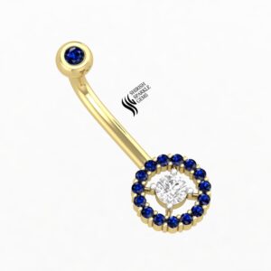 LAB  DIAMOND BLUE SAPPHIRE BELLY BUTTON