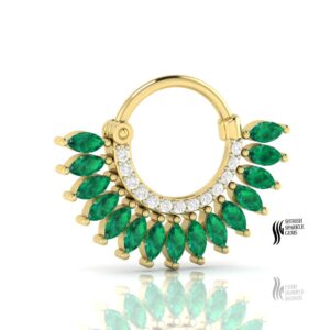 NATURAL   DIAMOND EMERALD NOSE RING