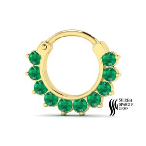 NATURAL EMERALD  DIAMOND NOSE RING