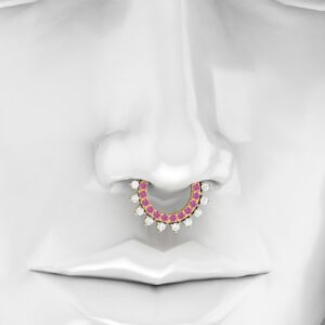 NATURAL RUBY DIAMOND NOSE RING