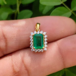 14KT EMERALD DIAMOND PENDENT