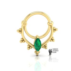 Natural Emerald Diamond septum Nose Ring