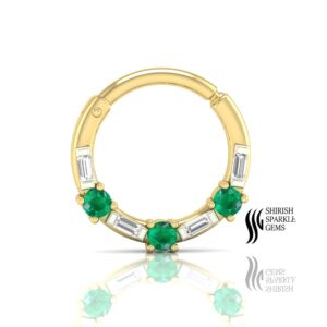Natural Emerald Diamond septum Nose Ring