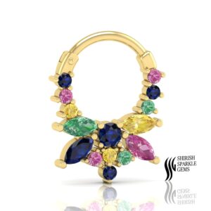 Natural multiple color sapphire nose ring