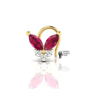 Natural Diamond Ruby Nose Pin C - Wire....