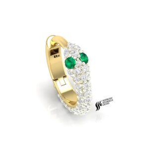 NATURAL  SNAKE SHAPE EMERALD DIAMOND NOSE RING