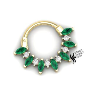 Natural Emerald Diamond Nose Ring