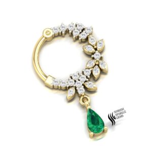 Natural Emerald Diamond Nose Ring