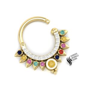 Natural Diamond Multi Sapphire Nose Ring
