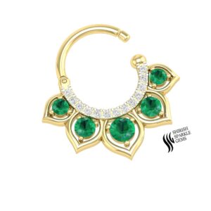 Natural Emerald Diamond Nose Ring