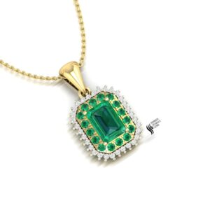 Natural emerald diamond pendant Genuine emerald