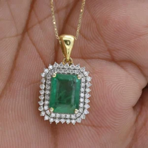 Natural Emerald Cut Diamond Pendent